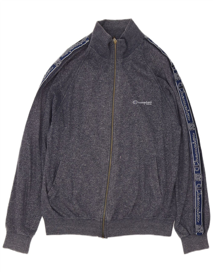 Champion Herren-Trainingsanzugoberteil mit Grafik, groß, marineblau gesprenkelte Baumwolle