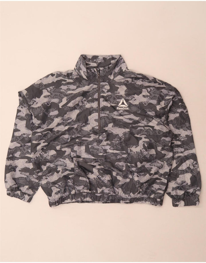 Reebok Damen-Overall-Pullover-Trainingsanzug-Oberteil, UK-Gr. 46, Größe L, Grau-Tarnung