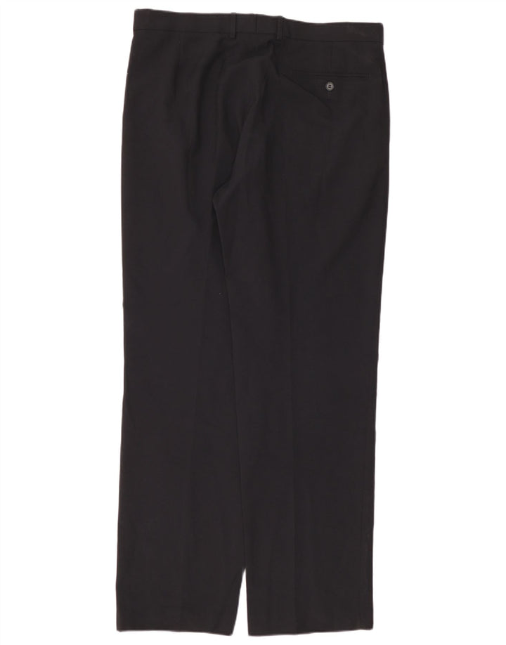Gerade Herren-Anzughose von Marks & Spencer, W36, L33, marineblaues Polyester