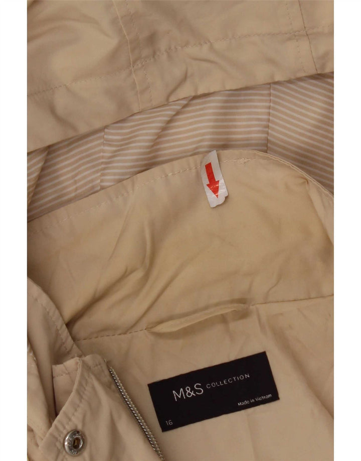 Marks & Spencer Damen-Regenjacke mit Kapuze, UK 16, Größe L, Beige, Polyester