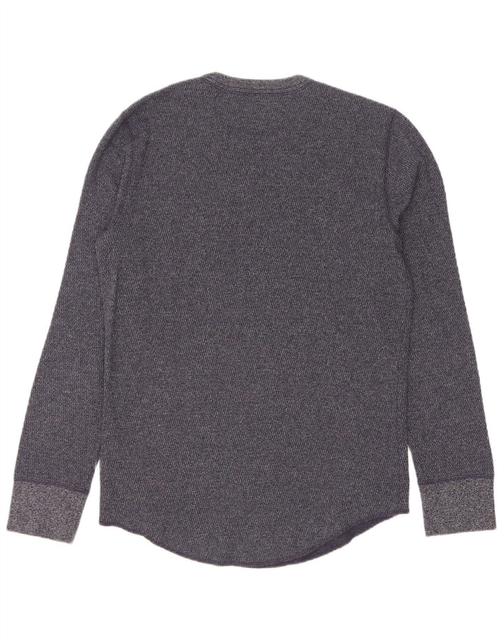Hollister Herren-Oberteil mit langen Ärmeln, klein, marineblau gesprenkelte Baumwolle