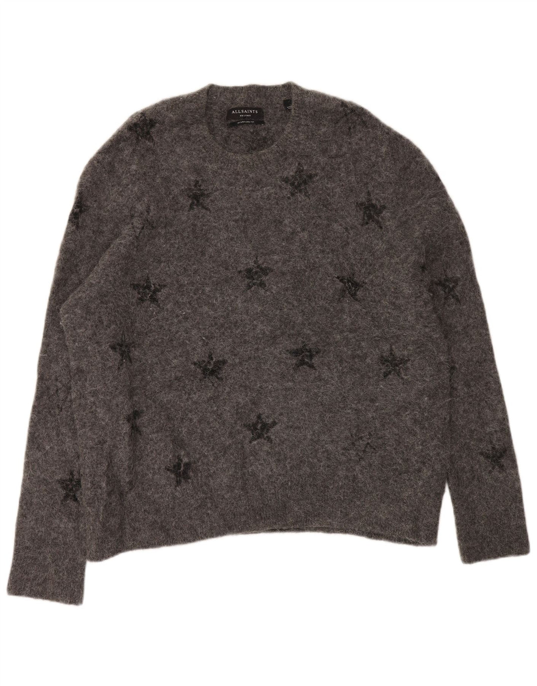 ALL SAINTS Damen-Pullover mit Rundhalsausschnitt, UK 20 2XL, grau, geometrisch