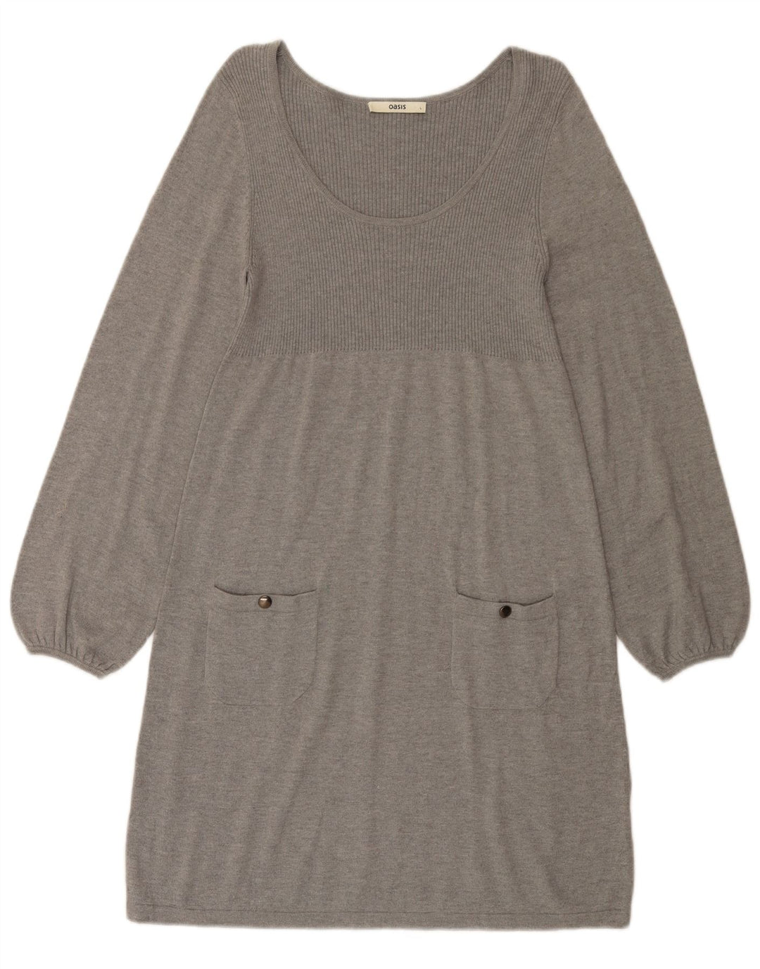 Oasis Damen Pulloverkleid UK 14 Große graue Baumwolle