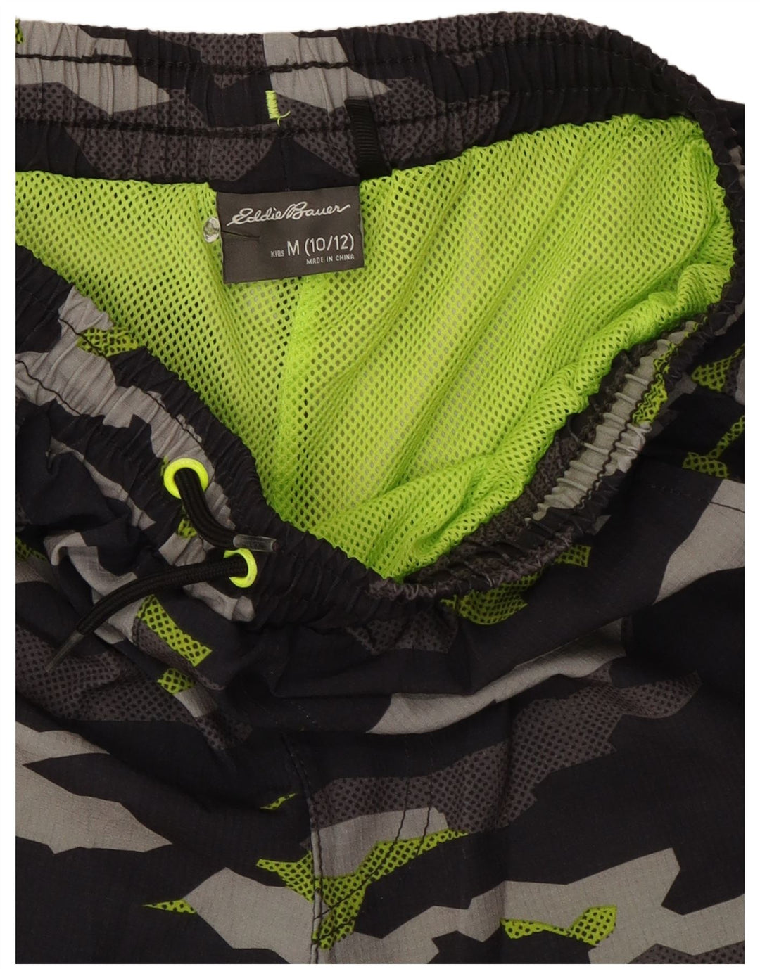 Eddie Bauer Badeshorts für Jungen, 10–11 Jahre, mittelgroß, schwarze Tarnung