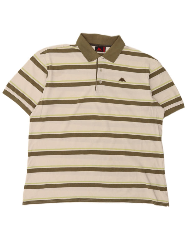 Kappa Herren Poloshirt 3XL weiß gestreift aus Baumwolle