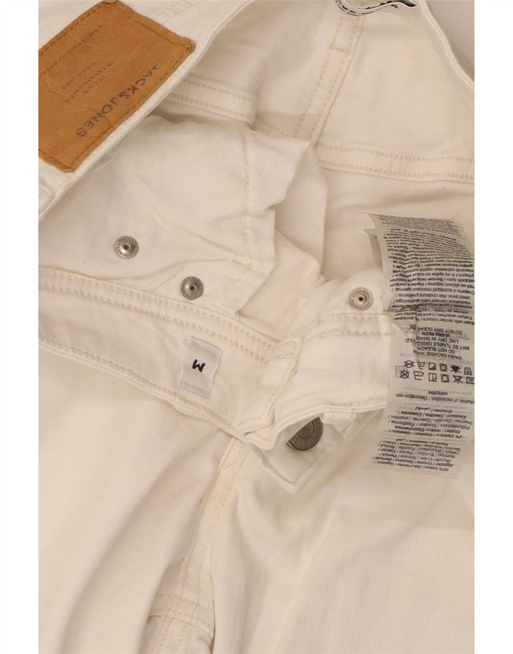 JACK & JONES Herren-Jeansshorts mit normaler Passform, Größe M, W32, weiße Baumwolle