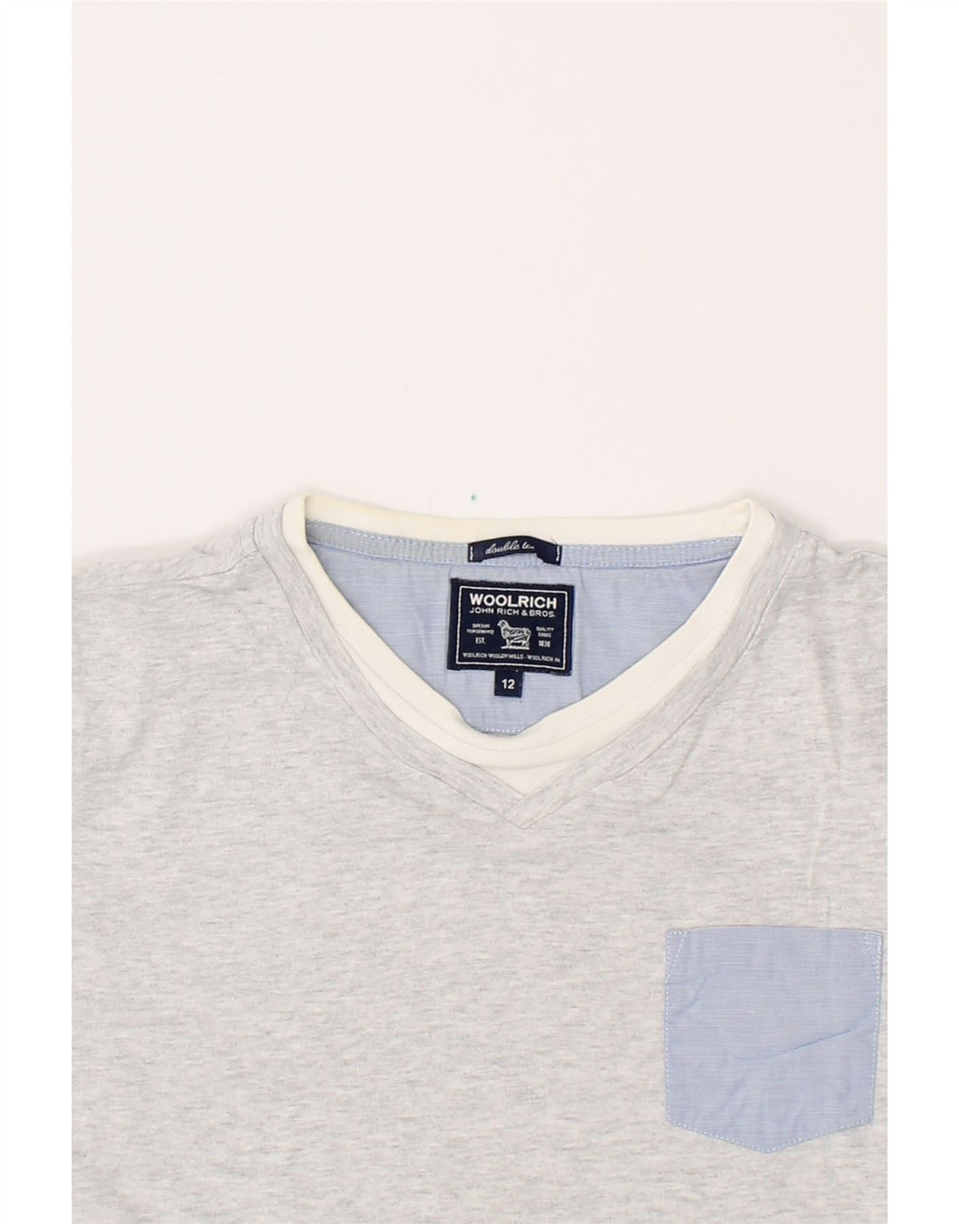 WOOLRICH Boys Top Long Sleeve 11-12 Years Grey Cotton Vintage Woolrich and Second-Hand Woolrich from Messina Hembry 