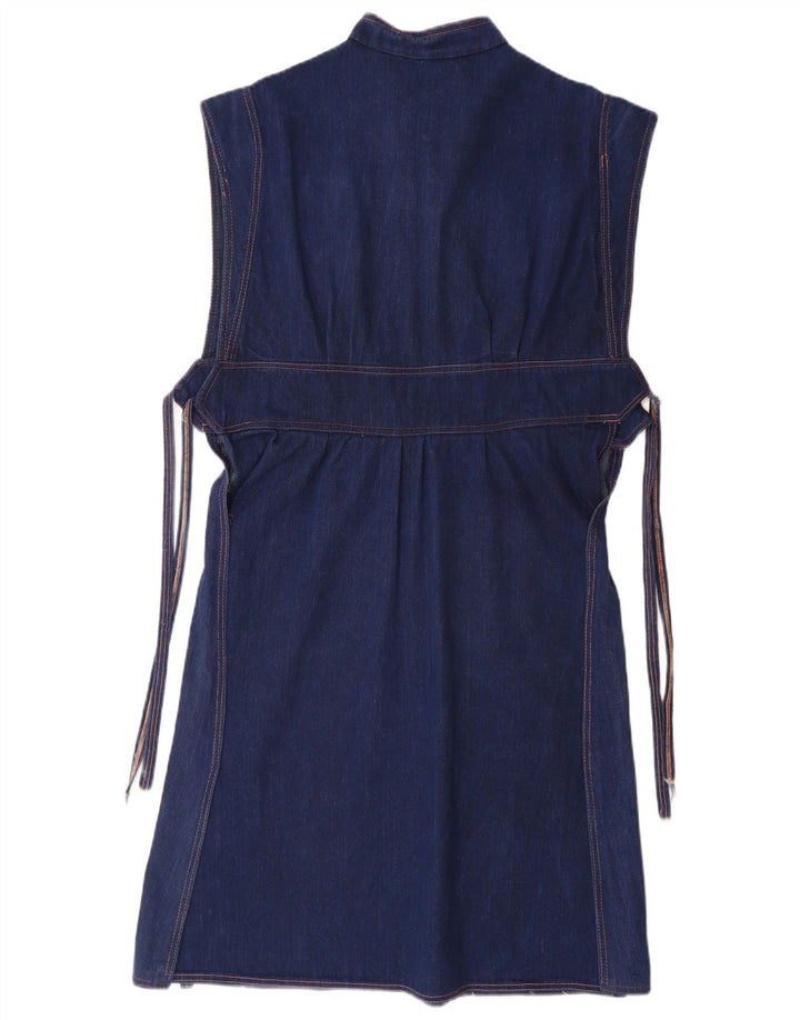 VINTAGE Damen Jeanskleid UK 14 Mittelblau