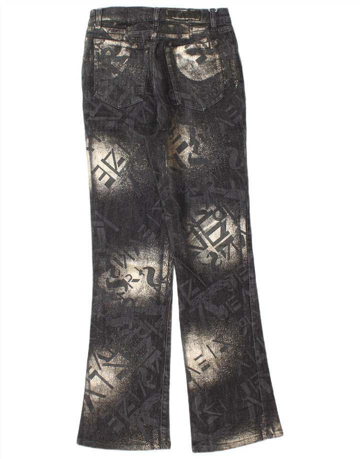Krizia Damen Graphic Bootcut Jeans W27 L29 Marineblau Baumwolle