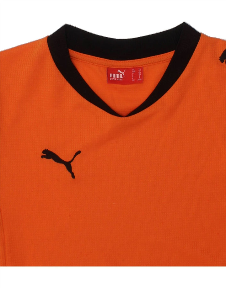 PUMA Boys T-Shirt Top 7-8 Years Orange Colourblock Vintage Puma and Second-Hand Puma from Messina Hembry 