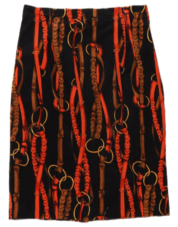 Vintage Damen Cordrock mit abstraktem Muster W26 Small Schwarz