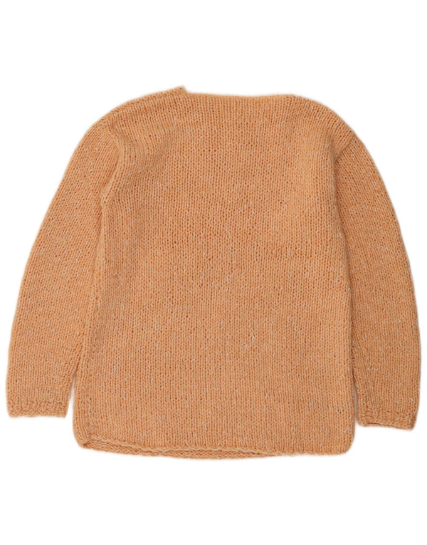 Vintage Damen Pullover mit U-Boot-Ausschnitt, UK 12, Mittelorange meliert