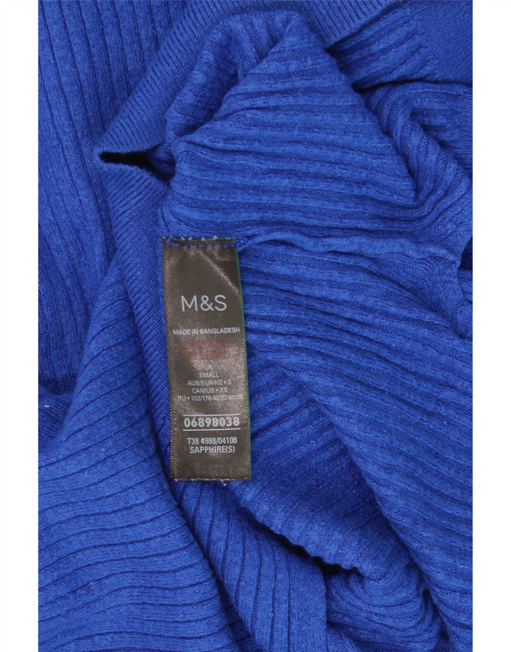 Marks & Spencer Damen-Pullover mit Reißverschluss am Hals, Gr. 10, Größe S, blaue Viskose