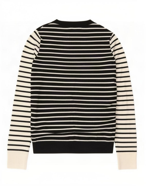 Marks & Spencer Damen-Pullover mit Rundhalsausschnitt, Gr. 8, klein, schwarz gestreift
