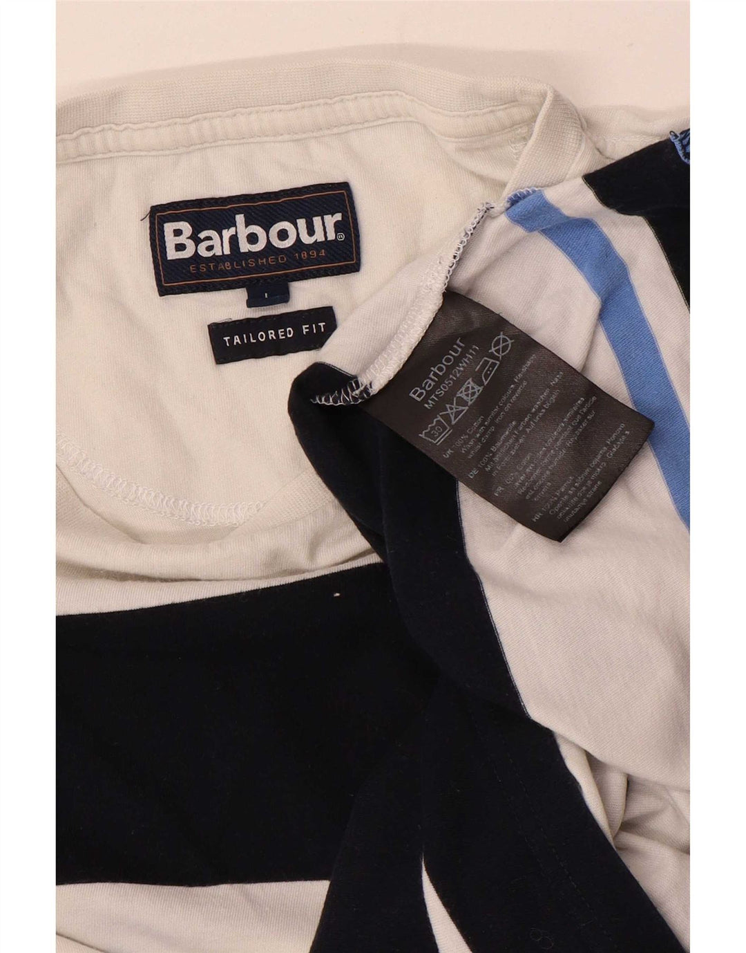 Barbour Herren T-Shirt Top Große weiß gestreifte Baumwolle