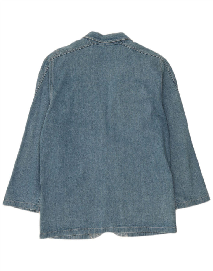 Vintage Damen Longline 2 Button Denim Blazer Jacke UK 12 Mittelblau