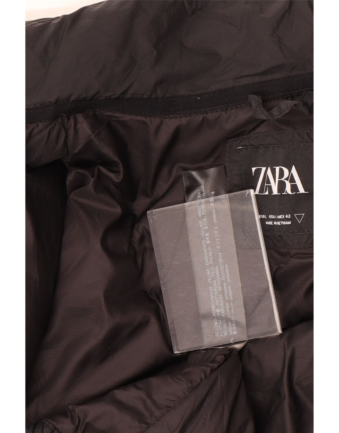 Zara Herren Wattierte Jacke UK 40 Large Schwarz Polyester