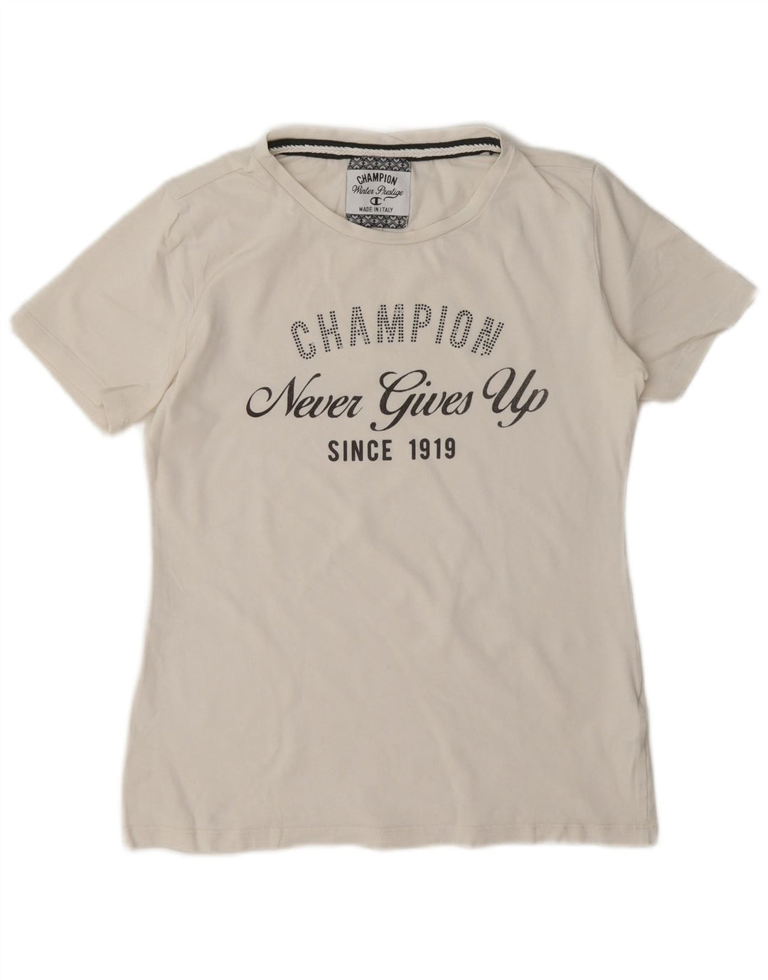 Champion Womens Graphic T-Shirt Top UK 12 Mittelweiße Baumwolle
