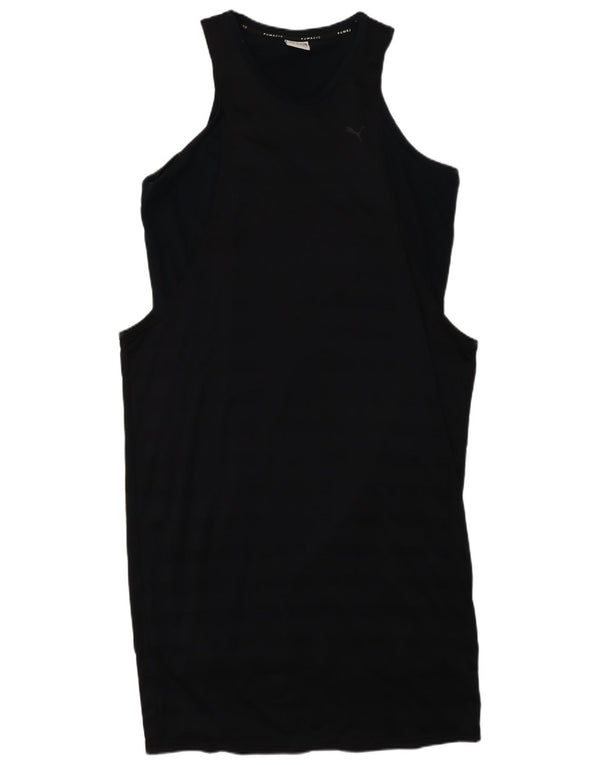 Puma Damen Ärmelloses T-Shirt-Kleid UK 12 Medium Schwarz gestreift