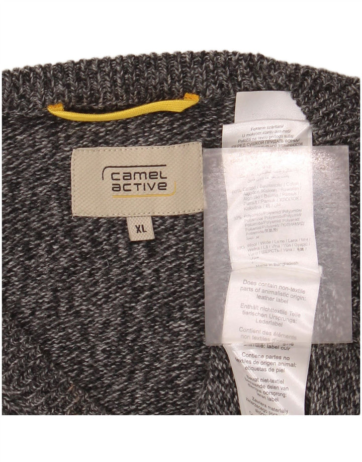 Camel Active Herren-Pullover mit V-Ausschnitt, XL, marineblau gesprenkelte Baumwolle