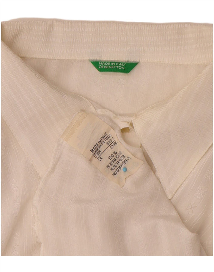 Benetton Damen-Hemdbluse, UK 46, groß, weiß gestreift, Polyester