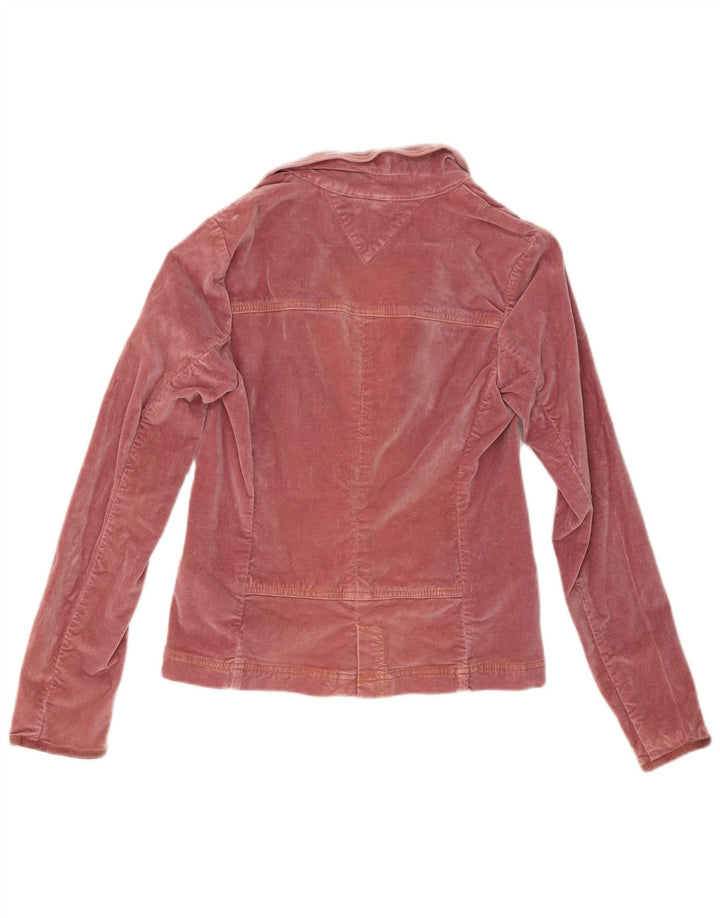 Tommy Hilfiger Damen-Blazer aus Samt mit 3 Knöpfen, Größe UK 12, Mittelrosa