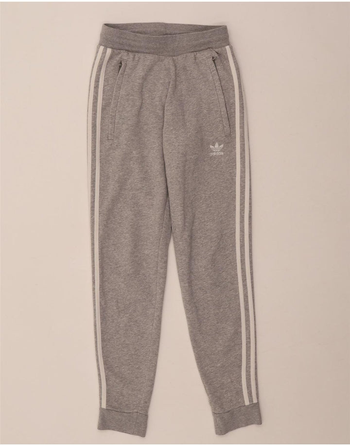 Adidas Damen-Trainingshose, Jogginghose, mittelgrau gefleckte Baumwolle