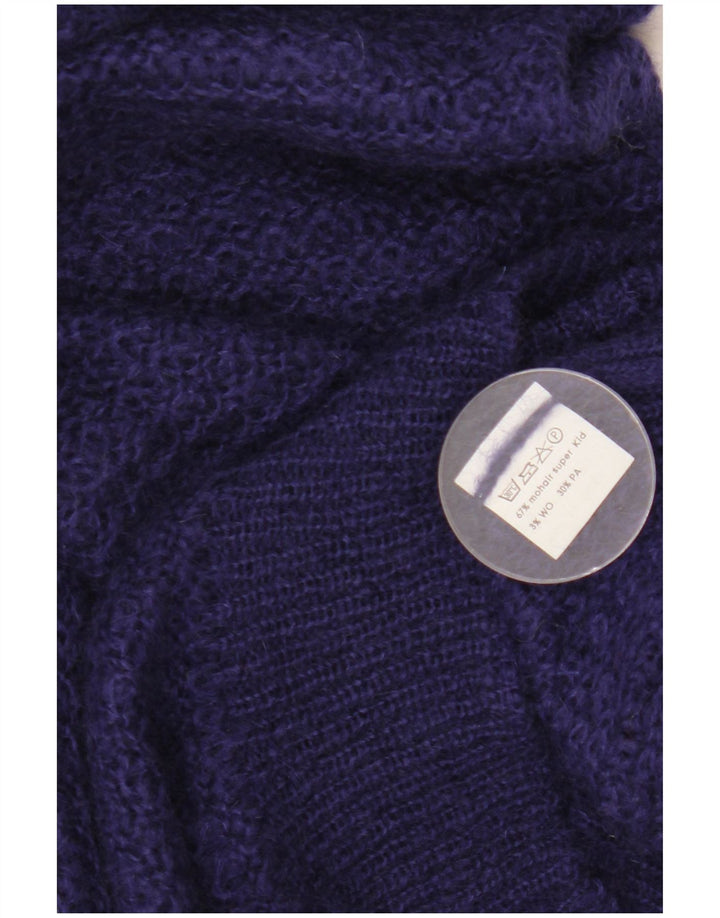 VINTAGE Damen-Pullover mit U-Boot-Ausschnitt, UK 16, großes marineblaues Mohair