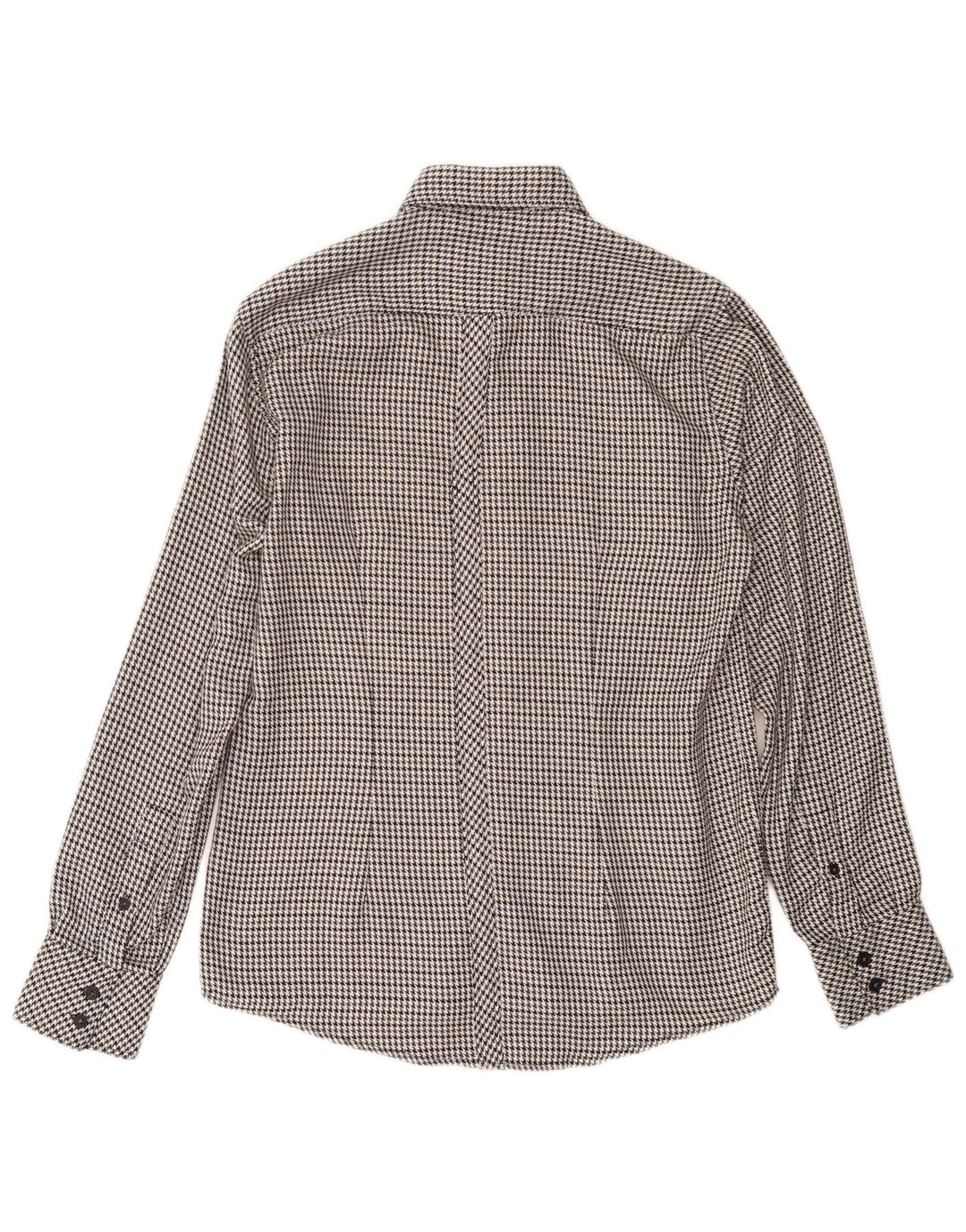 LAMBRETTA Herren-Flanellhemd, Größe S, schwarze Hahnentritt-Baumwolle