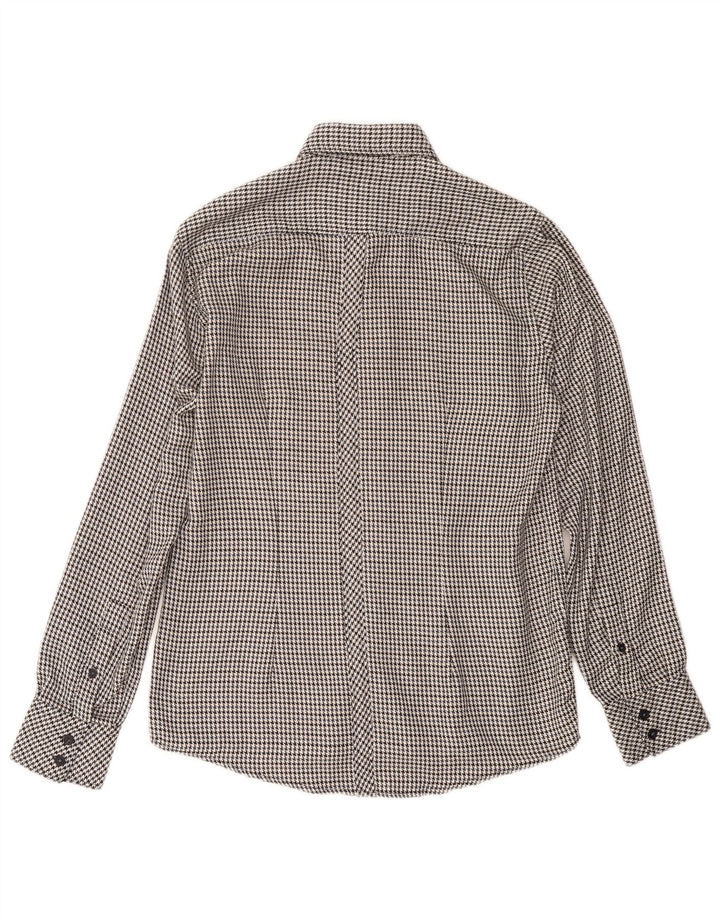 LAMBRETTA Herren-Flanellhemd, Größe S, schwarze Hahnentritt-Baumwolle
