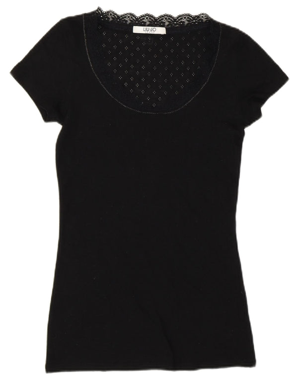 Liu Jo Womens T-Shirt Top UK 8 Small Black