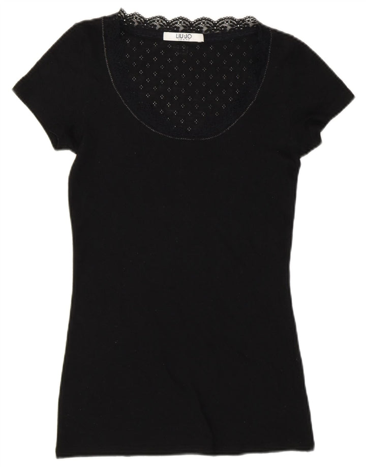 Liu Jo Damen T-Shirt Top UK 8 Small Schwarz