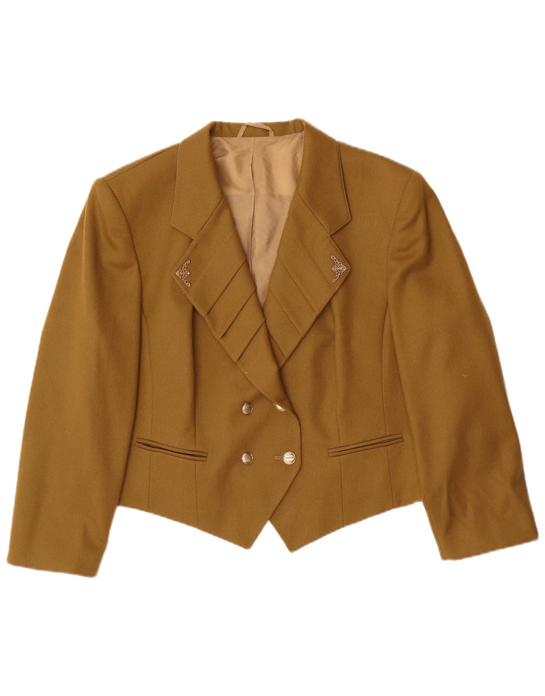 Vintage Damen 3/4 Ärmel Doppelbrust Bolero Jacke IT 46 Large Khaki