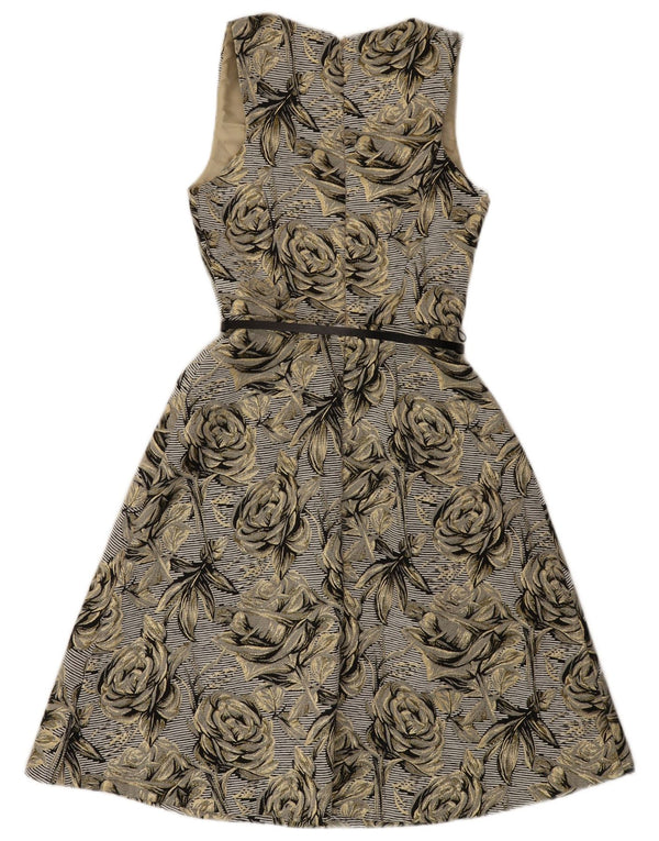 Ärmelloses A-Linien-Kleid für Damen von Monsoon, Größe S, Grau, Blumenmuster, Baumwolle