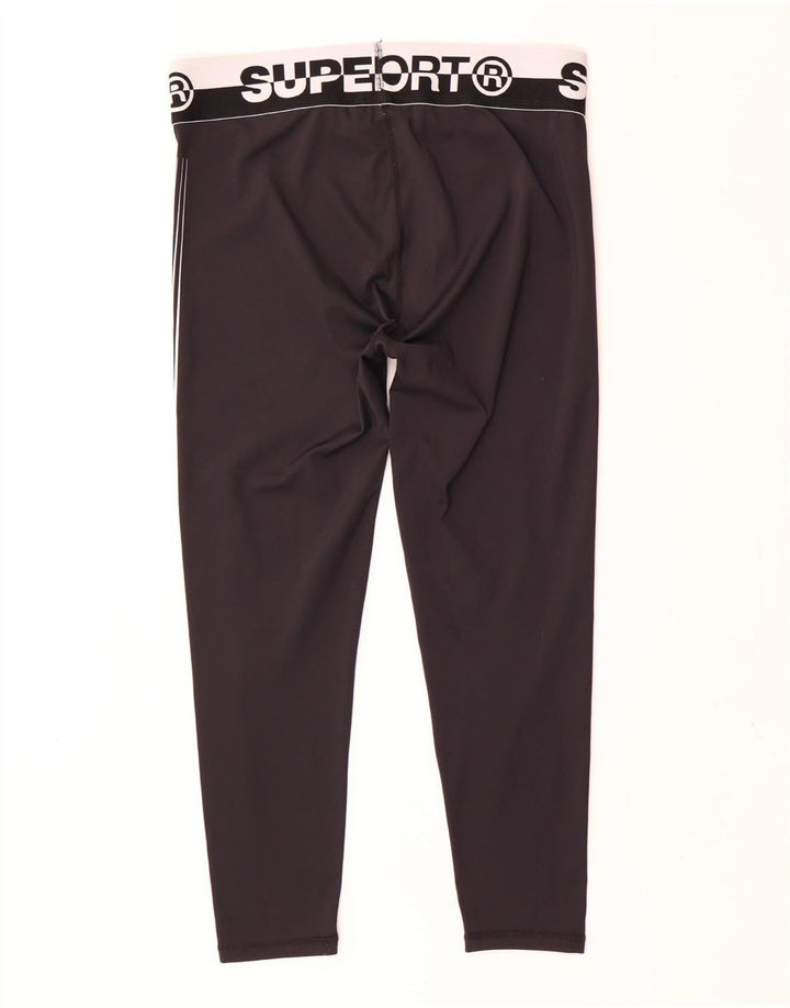 Superdry Damen Graphic Crop Leggings UK 16 Large Schwarz