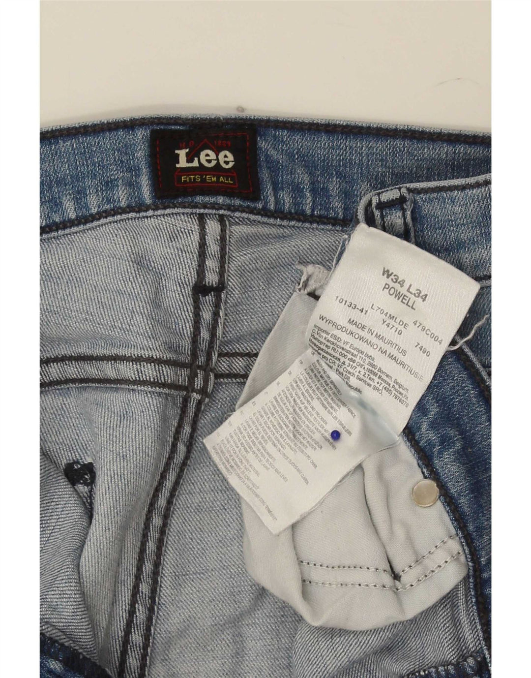 Lee Herren Powell Slim Jeans W34 L34 Blaue Baumwolle