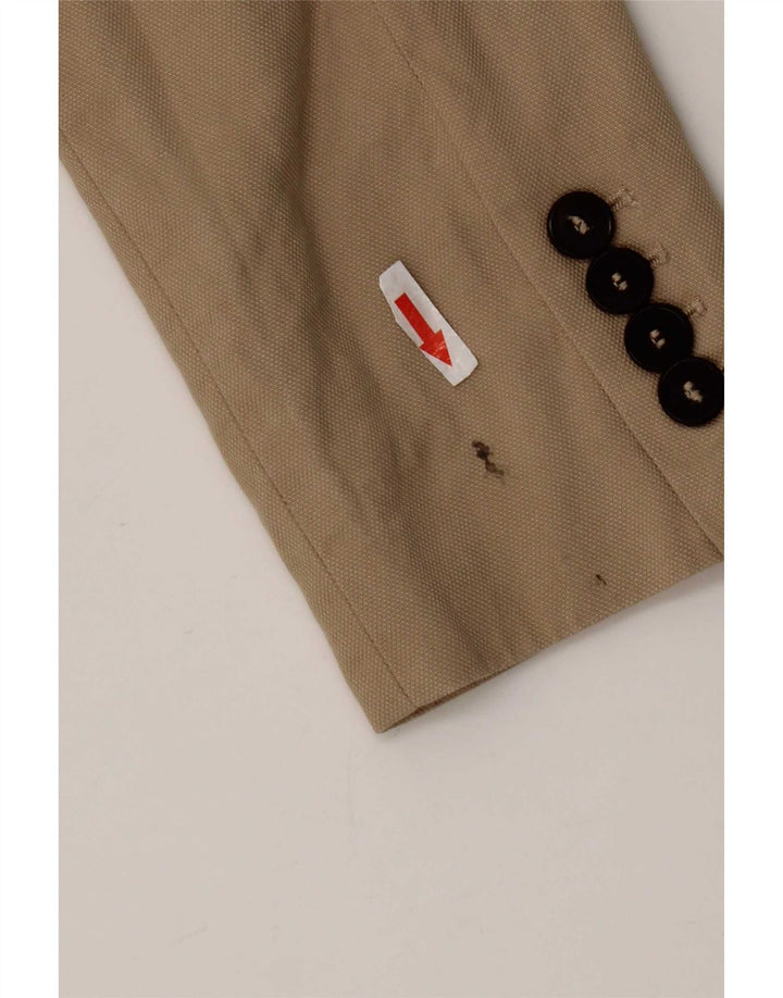 Zara Damen 1-Knopf-Blazerjacke UK 6 XS Beige Lyocell