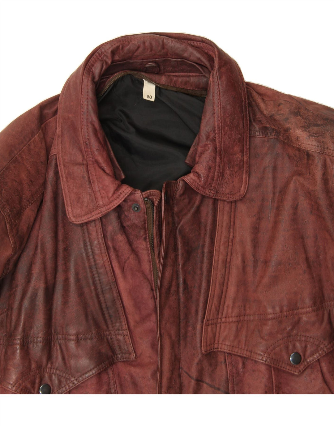 VINTAGE Herren Lederjacke IT 50 Großes braunes Leder