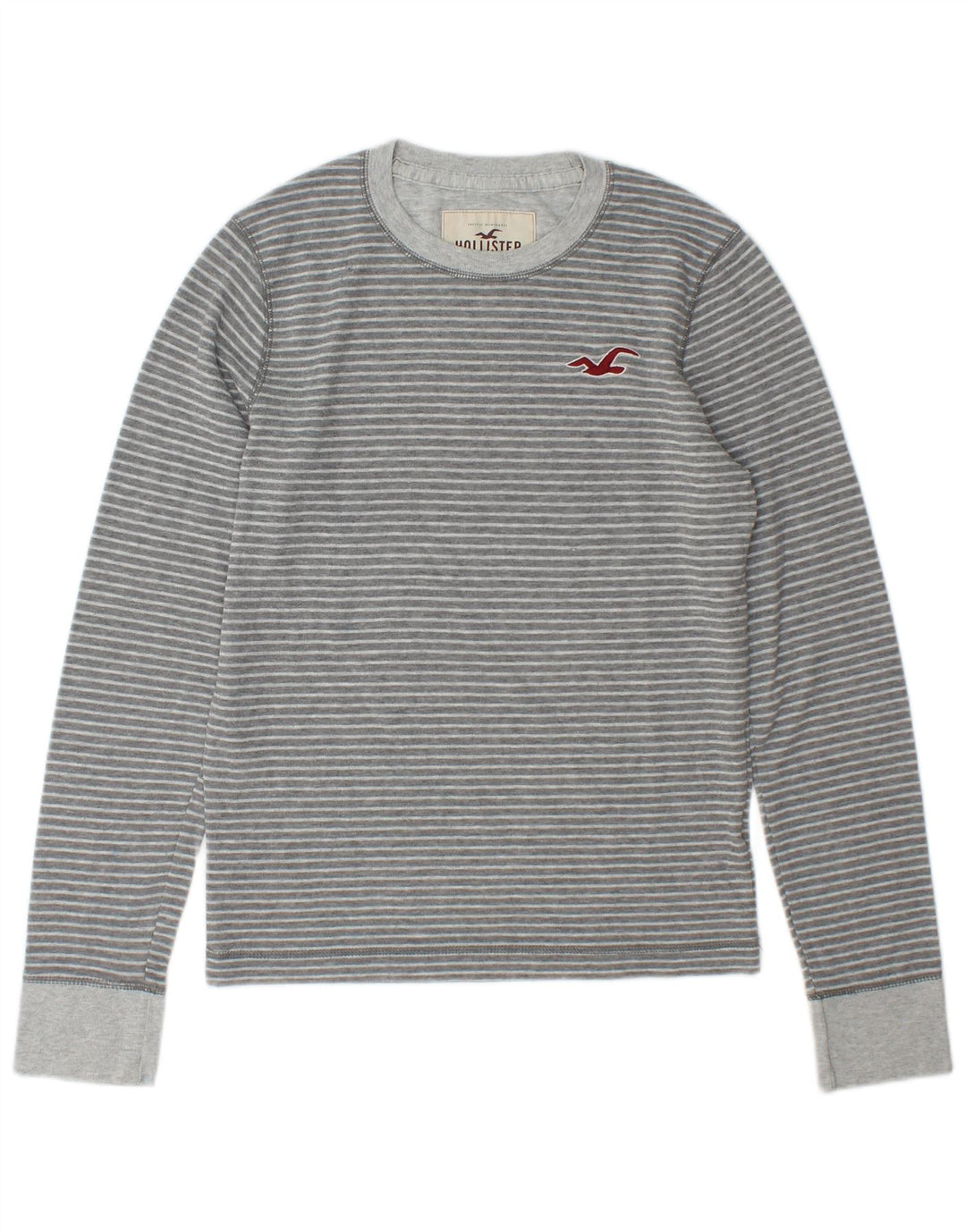 Hollister Herren-Top mit langen Ärmeln, klein, grau gestreift