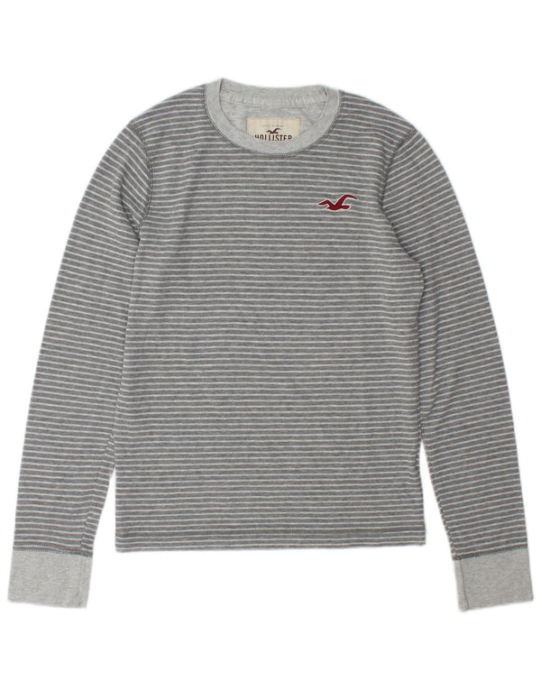 Hollister Herren-Top mit langen Ärmeln, klein, grau gestreift