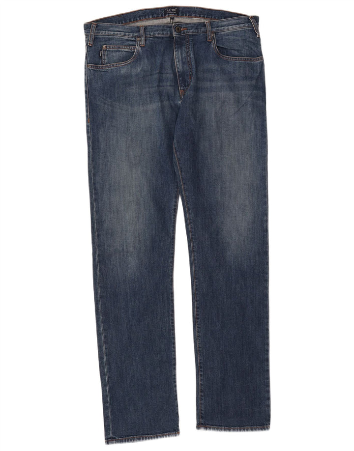 Armani Herren Straight Jeans W38 L35 Marineblaue Baumwolle