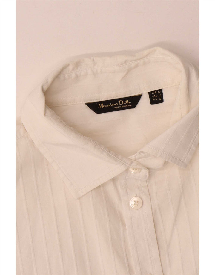 Massimo Dutti Damenhemd EU 42 Große weiß gestreifte Baumwolle