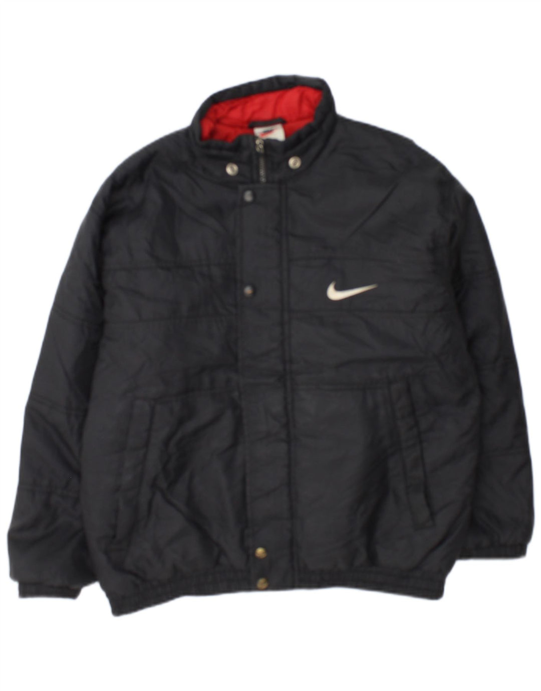 Nike Jungen Jacke mit Grafik, gepolstert, 12–13 Jahre, Größe L, aus schwarzem Nylon