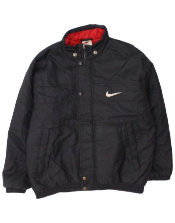 Nike Jungen Jacke mit Grafik, gepolstert, 12–13 Jahre, Größe L, aus schwarzem Nylon