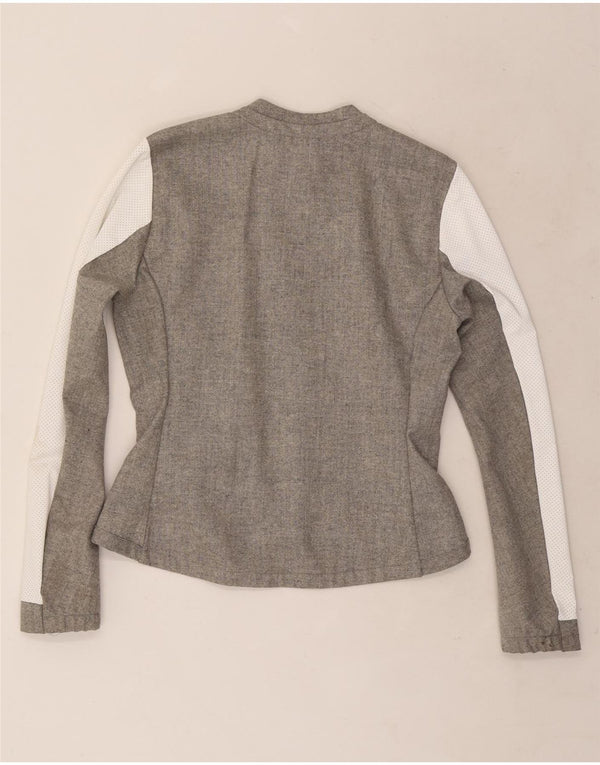 Adidas Damen Bomberjacke UK 12/14 Mittelgraue Colourblock-Wolle