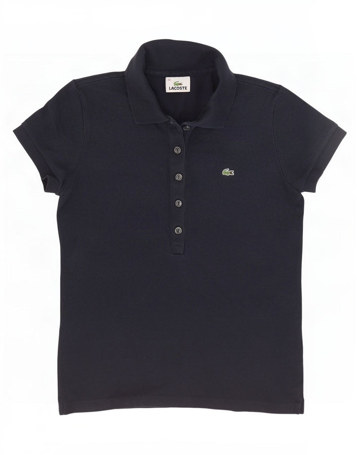 Lacoste Damen-Poloshirt, Größe 38, mittelmarineblaue Baumwolle