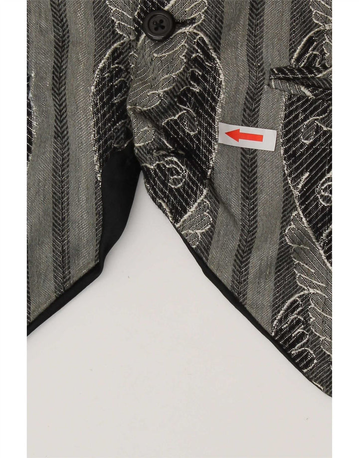 Vintage Herren Weste mit abstraktem Muster, klein, grauer Rayon