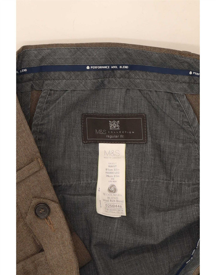 Marks & Spencer Herren-Anzughose in normaler Passform, W32, L31, beige Wolle