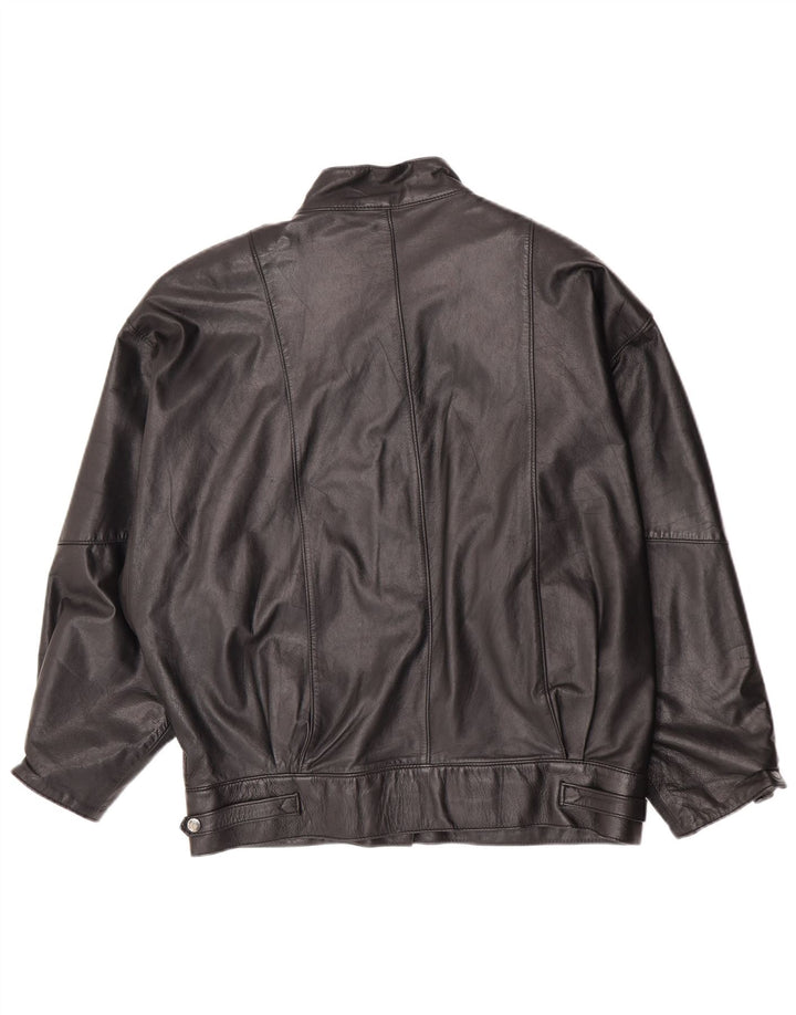 Canda Damen-Übergröße-Lederjacke, EU 40, mittelschwarzes Leder