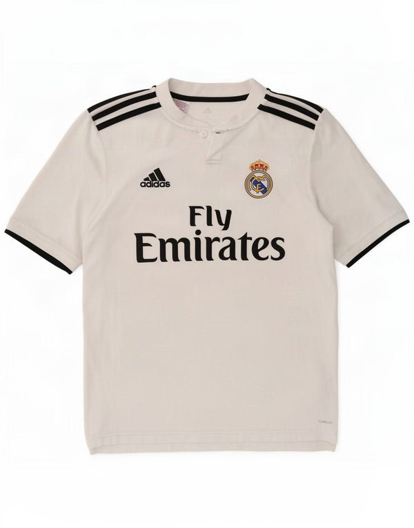 Adidas Jungen Real Madrid Grafik T-Shirt Top 15-16 Jahre XL Weiß Polyester